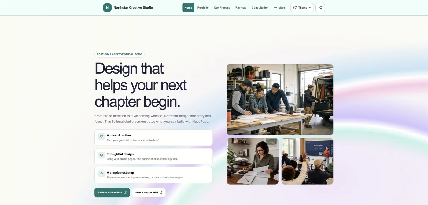 Demo Northstar Creative Studio website homepage preview