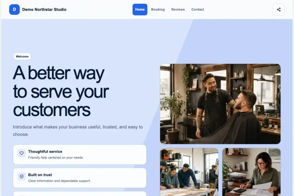 A sample NuvoPage small business website