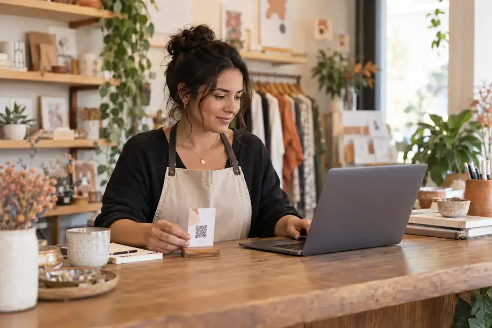 A business owner updating the link behind a printed QR code