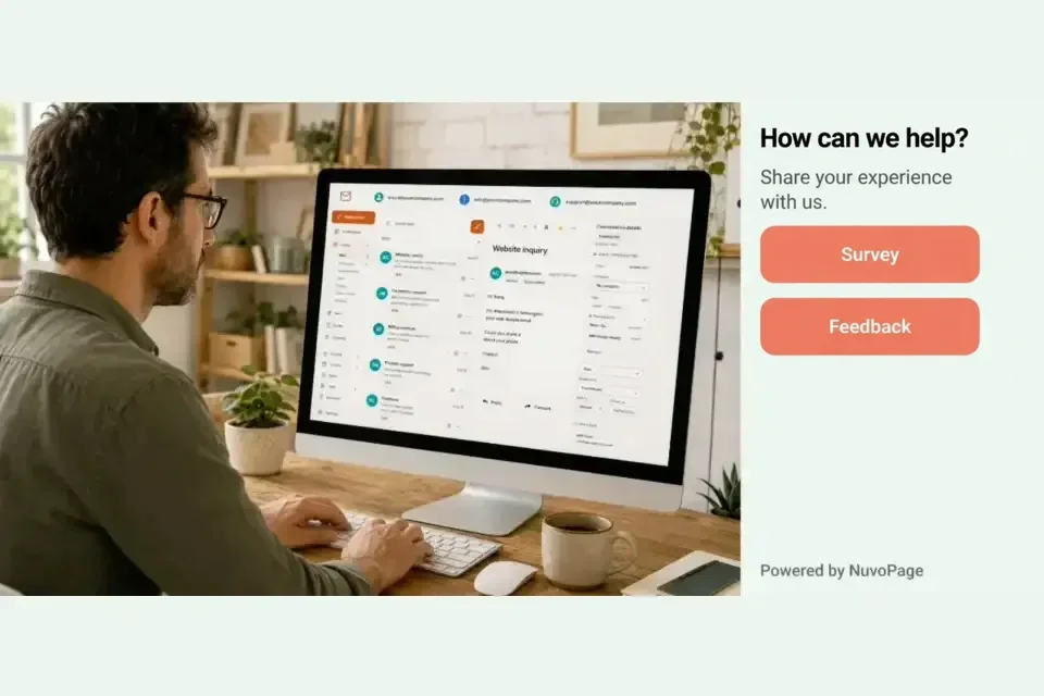 NuvoPage player with customer action buttons beside an image
